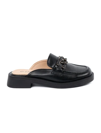 Designové  nazouváky dámské černé na plochém podpatku