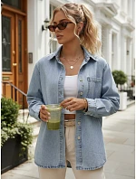 Dámská modrá džínová košile FashionStreet DY0490 Dámská modrá džínová košile FashionStreet DY0490