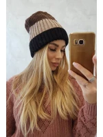 Bojana fleecová čepice K265 black+beige+cappuccino