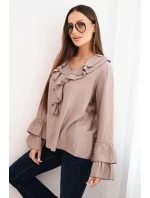 Dámská blůza z viskózy s volány a dlouhým rukávem fango