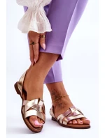 Zazoo 40185 Pohodlné Kožené Nášlapné Sandály Zlaté