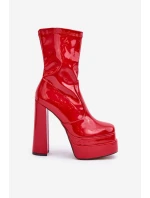 Lakované Botky Na Platformě A Vysokém Podpatku Červené Lotisha