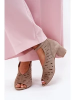 Dámské Semišové Boty Na Podpatku Maciejka Tmavě Béžové 06893-10