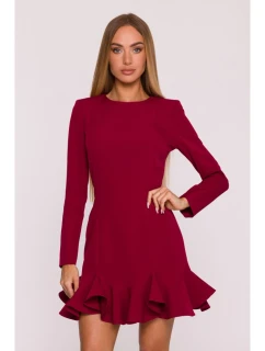 M880 Šaty s volánkovým lemem - bordó