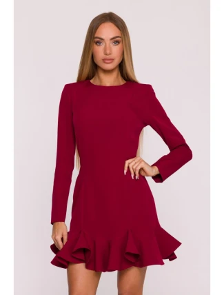 M880 Šaty s volánkovým lemem - bordó M880 Šaty s volánkovým lemem - bordó