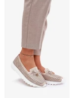 Dámské ažurové polobotky z přírodní kůže – zlaté