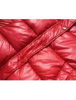 Červená krátká péřová bunda typu crop (d2-3831-16)