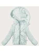Krátká dámská bunda ve světle pistácijové barvě s teplákovou kapucí J Style (16M9236-176)