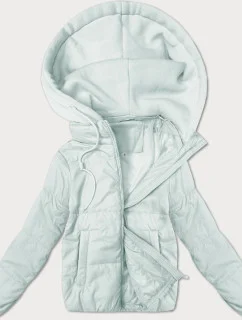 Krátká dámská bunda ve světle pistácijové barvě s teplákovou kapucí J Style (16M9236-176)