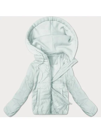 Krátká dámská bunda ve světle pistácijové barvě s teplákovou kapucí J Style (16M9236-176)