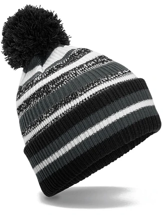Beechfield B 474R Pletená čepice s pruhy "Fan" 53.474R black/graphite grey/white