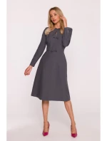 S413 Šaty s mašlemi - šedé