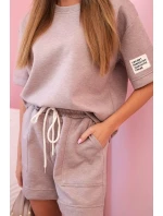 Dámská máslová souprava s šortkami s vysokým pasem béžový melír