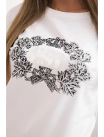 Dámská bavlněná halenka s ozdobným potiskem ESL bílá