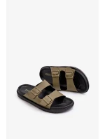 Lehké pánské pantofle s přezkami Big Star Tmavě zelená Lehké pánské pantofle s přezkami Big Star Tmavě zelená