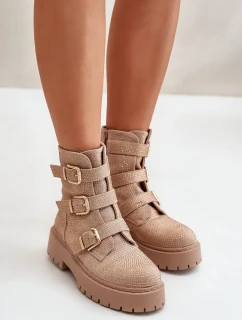 Zateplené Dámské Kotníkové Boty s Ozdobou Béžové Ciascia