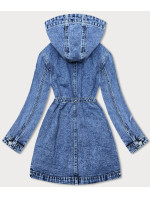 Volná dámská džínová bunda ve světle modré denimové barvě (POP7120-K)
