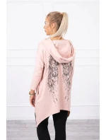 Mikina s potiskem křídel pudrově růžová