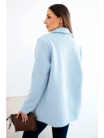 Dámská bunda z měkkého beránka s límcem modrá