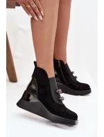 Dámské kotníčkové boty na platformě D&A MR52-106 Černé Dámské kotníčkové boty na platformě D&A MR52-106 Černé