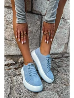 Polobotky Sneakersy na platformě z přírodního semiše modré Blushy Polobotky Sneakersy na platformě z přírodního semiše modré Blushy