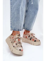 Kožené sneakersy na platformě Maciejka 06891-18 béžové Kožené sneakersy na platformě Maciejka 06891-18 béžové