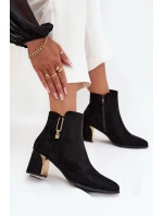 Dámské kotníkové boty na podpatku se zlatými detaily černé Kalivra Dámské kotníkové boty na podpatku se zlatými detaily černé Kalivra