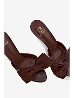 Dámské lodičky na podpatku s mašlí Čokoládové Jelessa