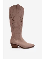 Zazoo 2909 Semišové Lodičky s Vyřezáváním na Nízkém Podpatku Bežové Zazoo 2909 Semišové Lodičky s Vyřezáváním na Nízkém Podpatku Bežové