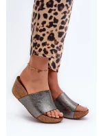 Zazoo 40291 Kožené Dámské Žabky na Korkové Platformě Grafitové Zazoo 40291 Kožené Dámské Žabky na Korkové Platformě Grafitové