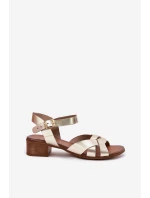 Kožené sandály na jemném podpatku Zazoo 40372 zlaté