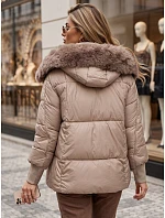 Dámská zimní prošívaná bunda s kapucí, béžová, FashionStreet TY6005