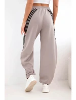 Dámské kalhoty máslové z viskózy s lampasem fango