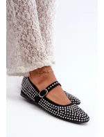 Eko Semišové Baletky S Ozdobami z Korálků Černé Tinara