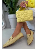 Dámské Mokasyny Loafersy s Ozdobným Prvkem Žluté Evelora