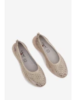 Kožené krajkové baleríny S.Barski GR61-5973 béžové