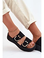 Dámské platformové sandály se zlatými sponami Černé Nelirae