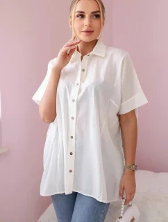 Bavlněná košile s krátkým rukávem 28838 ecru - Kesi