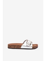 Dámské Pantofle Na Korek Platformě S Přezkou Stříbrné Vianara