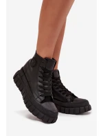 Zateplené Vysoké Tenisky Dámské Na Platformě S Zipem Černé Sarira