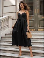 Bavlněné midi šaty ELIENE černé FashionStreet EY2442