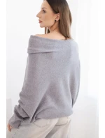 Svetr dámský viskózový asymetrický typu netopýr šedý