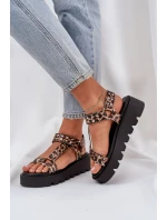 Zdobené Sandály Na Platformě Leopardí Hnědé Tatellia Zdobené Sandály Na Platformě Leopardí Hnědé Tatellia