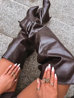 Vkládací dámské kozačky na podpatku čokoládové Ysolienne