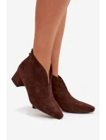 Dámské kotníkové boty na klínu s prošitím čokoládové Darlisse