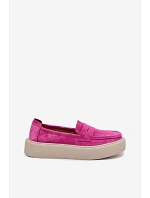 Mokasiny z pravé semišové kůže na platformě Vinceza Fuksja