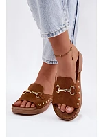 Semišové dámské pantofle Inblu TF0002KU Camel