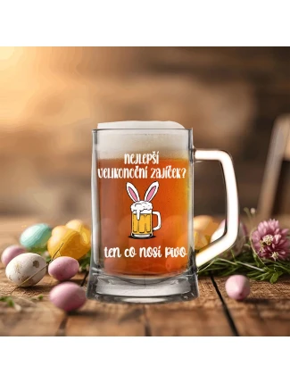 NEJLEPŠÍ VELIKONOČNÍ ZAJÍČEK? TEN CO NOSÍ PIVO - pivní sklenice 0,5 l