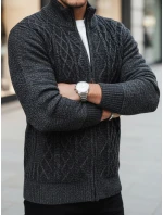 Pánský rozepínací svetr tmavě šedý FashionStreet WX2252z