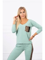 Tmavě mátová sada s leopardím potiskem Tmavě mátová sada s leopardím potiskem